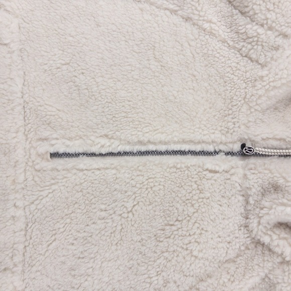 Lululemon Scuba Oversized Half Zip Cropped Sherpa Hoodie Women M/L White Opal - Picture 4 of 7